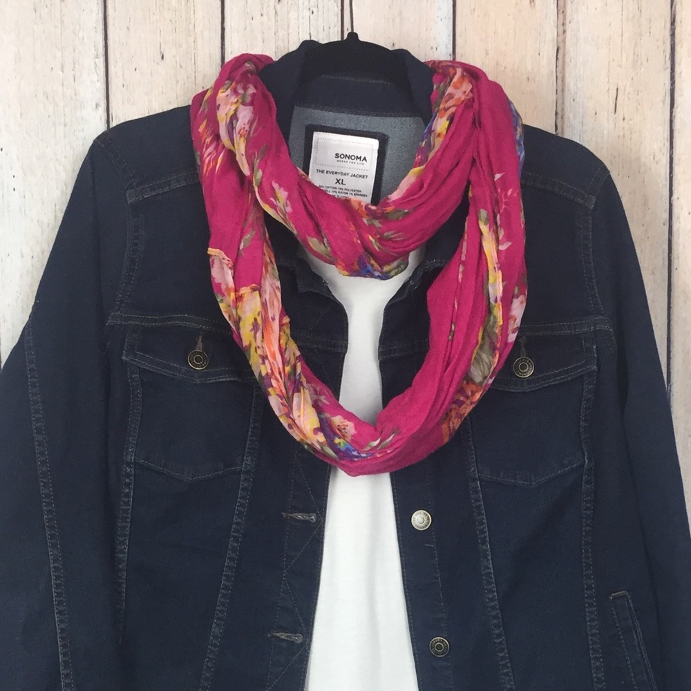 Pink Floral Infinity Scarf